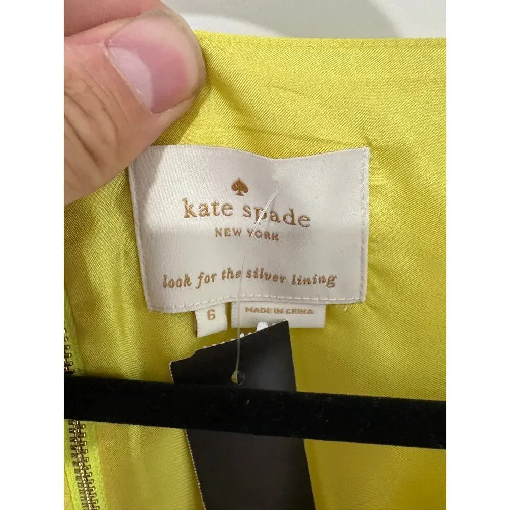 Kate Spade Yellow Satin V-Neck Mini Dress Size 6